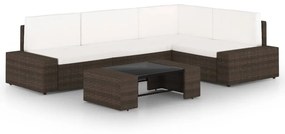 vidaXL 5 részes barna polyrattan kerti ülőgarnitúra párnákkal