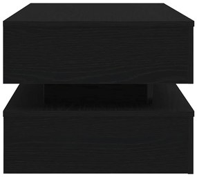 fekete tölgy dohányzóasztal LED-lámpákkal 90x50x40 cm