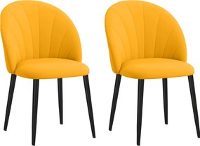 HOMCOM 2 db Étkezőszék, Modern Konyhai Szék Shell Háttámlával és Fém Lábakkal, Bársonyos Kárpitozású Szék Konyhába, Hálószobába, Irodába és Nappaliba,