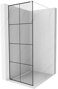 Mexen Kioto, Walk-In zuhany paraván 70 x 200 cm, 8mm üveg tiszta / fekete mintás, fehér profil, 800-070-101-20-77