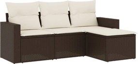 vidaXL 4 részes barna polyrattan kerti ülőgarnitúra párnákkal