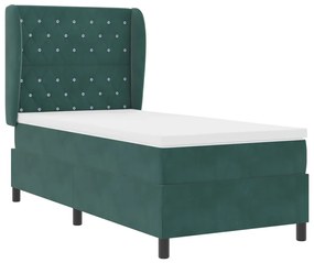 Boxspring Ágy Matraccal Sötét Zöld 90x190 cm Bársony