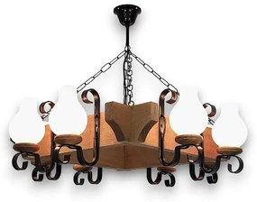 Brilagi - Csillár láncon QUEEN 8xE14/40W/230V bükkfa