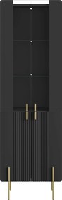 Malmi vitrines szekrény 60 cm - fekete matt / arany lábak