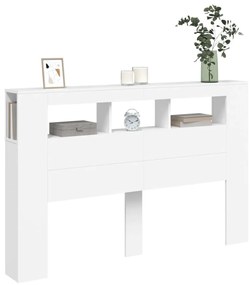 fehér szerelt fa LED-es fejtámla 160x18,5x103,5 cm