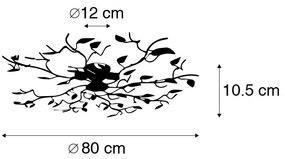 Vintage mennyezeti lámpa fekete arannyal 80 cm 4-lámpás - Foglie