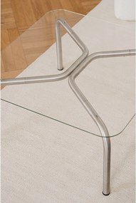 Ezüstszínű dohányzóasztal üveg asztallappal 60x80 cm Uku – noo.ma