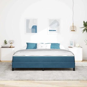 Boxspring ágy matraccal Sötét kék 180 x 200 cm Bársony