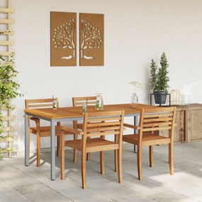 Kerti asztal 180x90x75 cm Tömör akácfa és fém