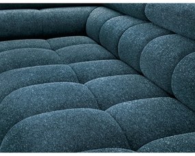 Kék buklé kinyitható-tárolóhelyes sarokkanapé (jobb oldali-L alakú) Ferucce – ELTAP