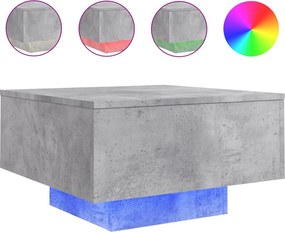 vidaXL betonszürke dohányzóasztal LED-lámpákkal 55 x 55 x 31 cm