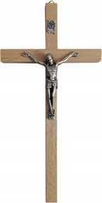 Fa akasztós kereszt h18cm világos
