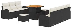 vidaXL Kerti Kanapé Szett párnával tárolóval 10 pcs Fekete és Krém