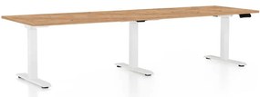 OfficeTech Long állítható magasságú asztal, 260 x 80 cm, fehér alap, craft tölgy