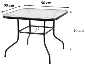 Vella fémvázas üveg kerti asztal