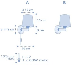 Dalber 82219T - Gyermek fali lámpa STAR LIGHT 1xE27/60W/230V kék