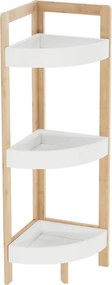 Sarokpolc, fehér/természetes bambusz, FONG