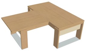 Verno+ S asztal 200 x 220 cm, kiegészítő íróasztallal, világos tölgy / vanília