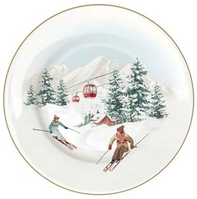 Karácsonyi porcelán desszertes tányér Chalet