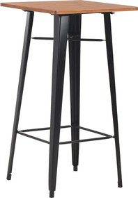 vidaXL fekete tömör fenyőfa és acél bárasztal 60 x 60 x 108 cm