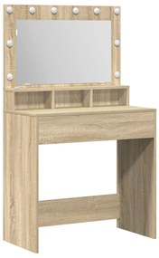 LED-es sminktükör Sonoma tölgyből 79x41x135 cm