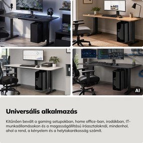 Számítógép tartó az íróasztal alá, állítható, fém, fekete: PC HOLDER