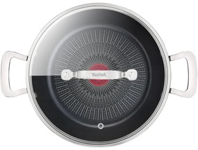 Mély serpenyő fedéllel, Tefal, korlátlan, 26 cm Ø, alumínium / titán / üveg