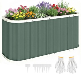 Outsunny horganyzott emelt ágyás, 136 × 53 × 61 cm — 61 cm mély ültetőláda, védőperemekkel, növénycímkékkel és kesztyűkkel | Aosom