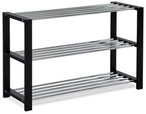 Cipőtartó állvány 3 szintes, fekete, 80 x 30 x 50cm, 3 emelet
