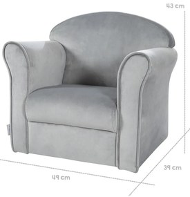 Világosszürke bársony gyerek fotel Lil Sofa – Roba