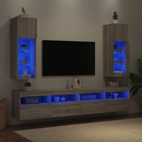 szürke sonoma színű TV-szekrény LED-világítással 30,5x30x90 cm