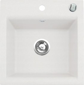 Estein gránit mosogató konyhai mosogató 1K egymedencés fehér 50 x 50