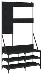 fekete ruhafogas cipőpolccal 100x40x184 cm
