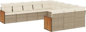 vidaXL 11 részes bézs polyrattan kerti ülőgarnitúra párnákkal