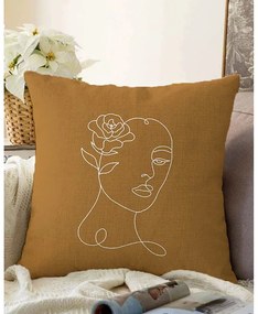 Chenille narancssárgás barna pamut keverék párnahuzat, 55 x 55 cm - Minimalist Cushion Covers