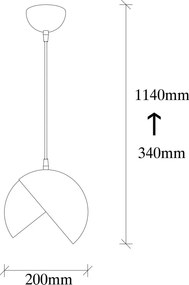Berceste 252-S fekete-arany fém függőlámpa, Ø20 cm