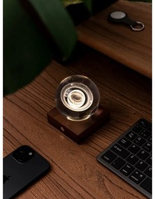 Sötétbarna diófa LED dimmelhető asztali lámpa üveg búrával (magasság 12 cm) Amber – Gingko