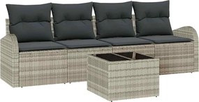 vidaXL Kerti Kanapé Szett Világosszürke 55 x 55 x 37 cm polirattan