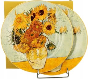 2 db desszertes tányér állványon Van Gogh Sunflowers Napraforgó tányér 19cm