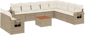 vidaXL 11 részes bézs polyrattan kerti ülőgarnitúra párnákkal