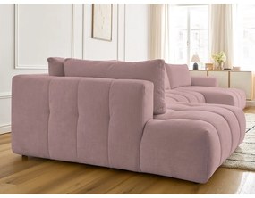 Rózsaszín kinyitható-tárolóhelyes sarokkanapé (bal oldali-U alakú) Fuji – Bobochic Paris