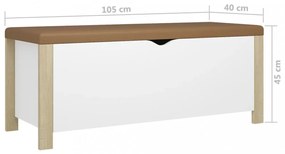 fehér és sonoma tölgy színű tárolódoboz párnával 105x40x45 cm