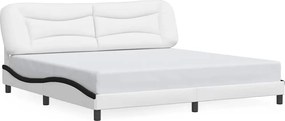 vidaXL fehér és fekete műbőr ágykeret matrac nélkül Hvar 200x200 cm