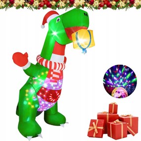XXXL Felfújható dinoszaurusz alakú karácsonyi dekoráció LED-del 2.4m