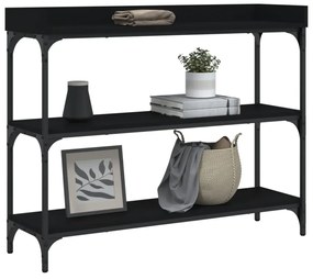 fekete tálalóasztal polcokkal 100 x 30 x 80 cm