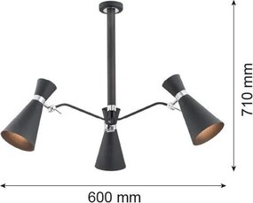 ARGON 1380 LUKKA Modern Csillár Króm, Fekete E27 IP20