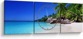 Kép a strandról a Praslin szigeten (órával) (90x30 cm)
