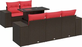vidaXL 6 részes barna polyrattan akácfa kerti ülőgarnitúra párnával