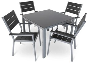 Fargo 2 kerti asztalkészlet, négyzet - 4 üléses, fekete / szürke