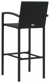 vidaXL 5 részes fekete polyrattan kerti bárszett